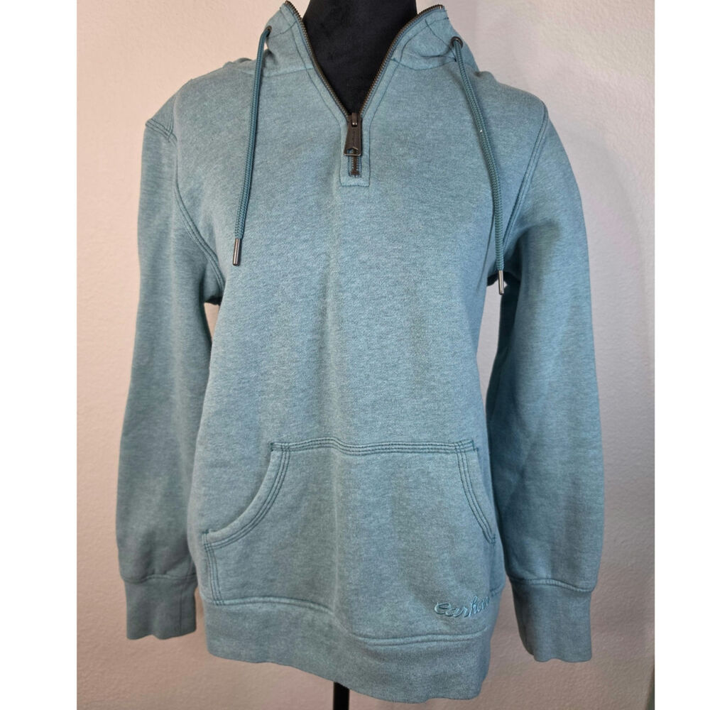 Carhartt Women's Clarksburg Quarter-Zip Pullover Hoodie Heathered Teal Green M - Picture 2 of 10